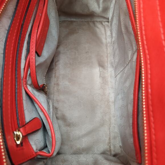 Michael Kors Selma Red Saffiano Leather Studded Top Handle Satchel Shoulder Bag - Picture 11 of 16